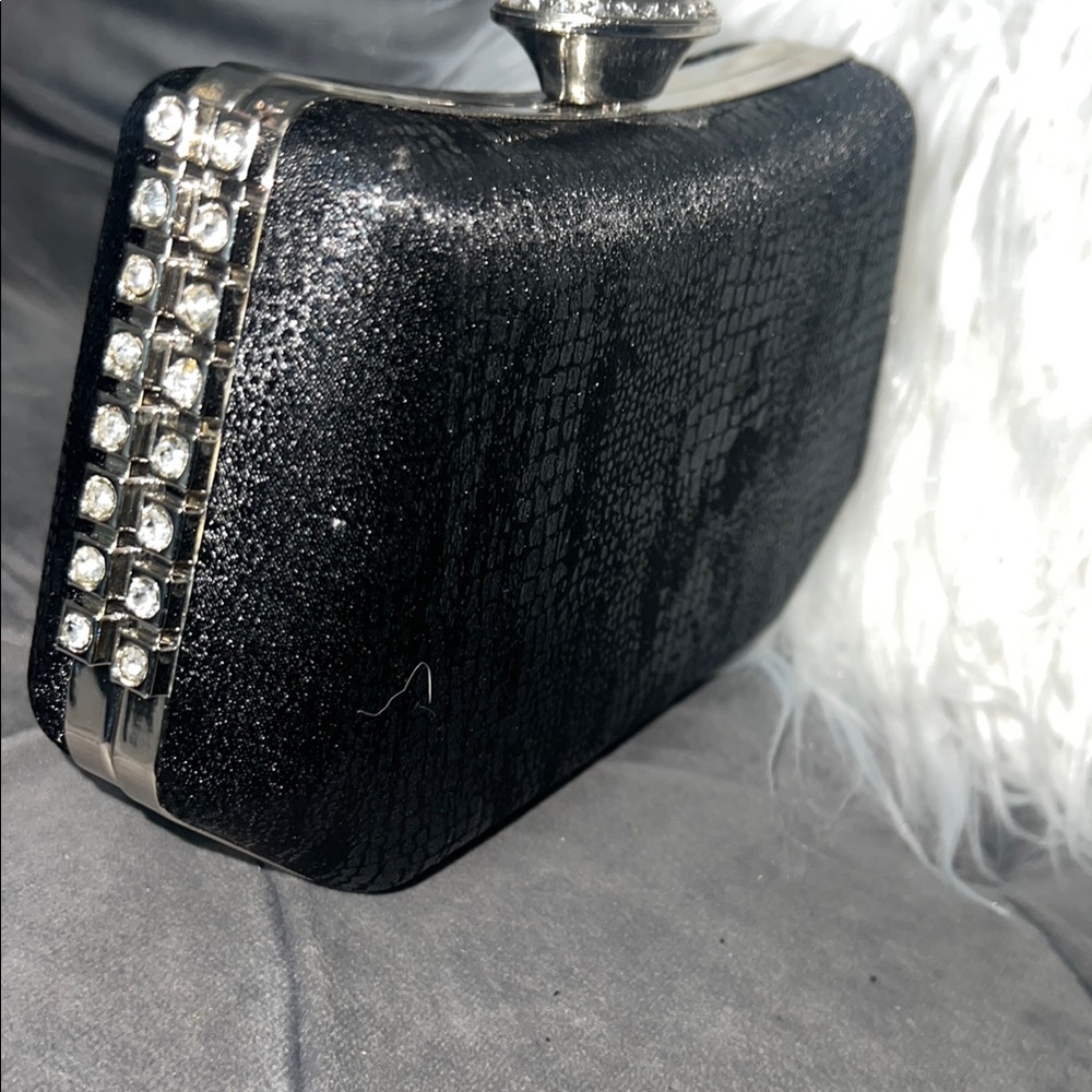Elegant Black Clutch with Rhinestone Accents